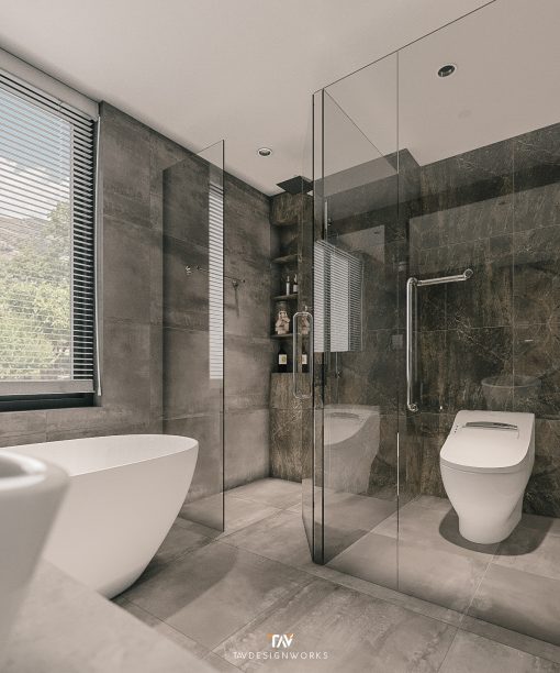 Nội thất phòng tắm tối giản